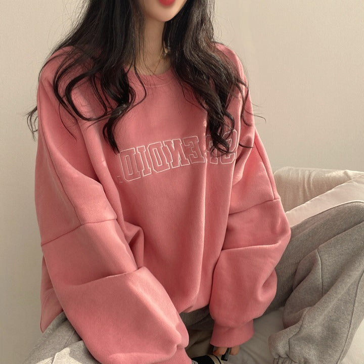 ZLLKL 2025 Fleece cotton thin sweater women's new women's clothing loose spring autumn and winter thickened jacket plus size gray