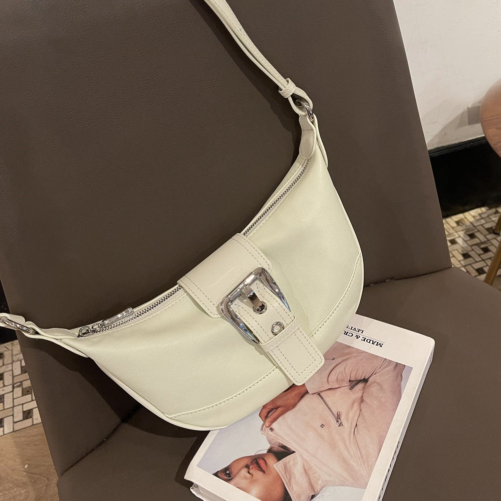 Women's bag retro single shoulder armpit bag new leather messenger bag live broadcast New first-layer calfskin dumpling bag 859