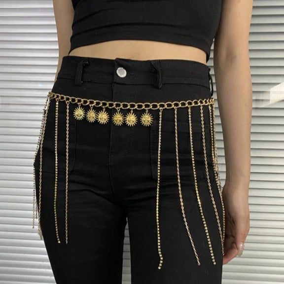 3550 2025 waistchain diamond metal chain diamond chain fringed chain sun pendant side pendulum personalized waist chain waist