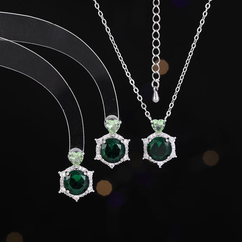 2025 New New star earrings necklace, simple hexagram super flash zircon set, high-end stud earrings jewelry