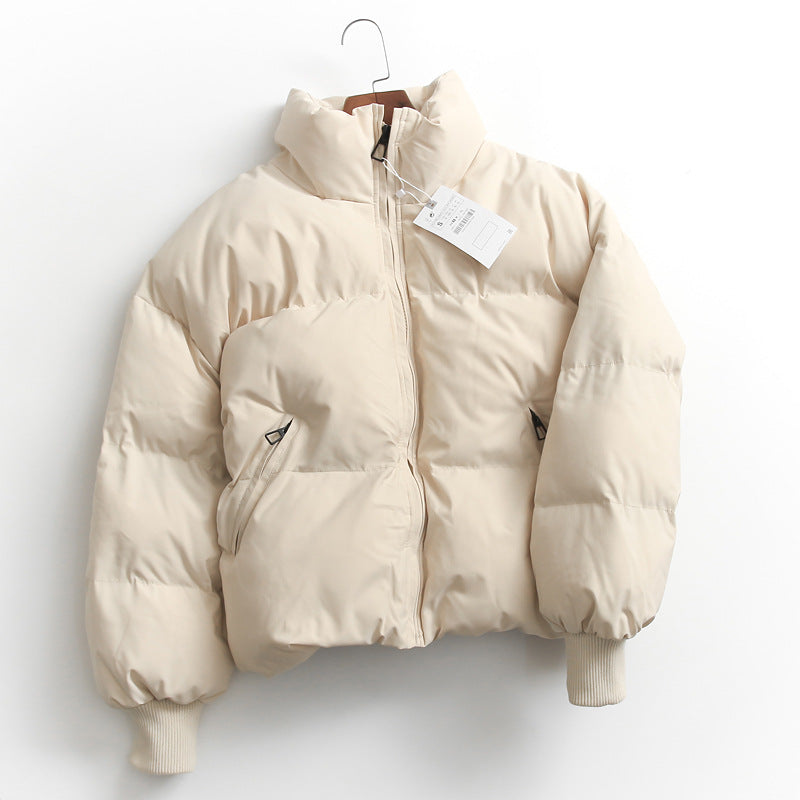 Spain dan~ winter new product lazy wind loose thickened warm stand neck fluffy bread clothes cotton coat women