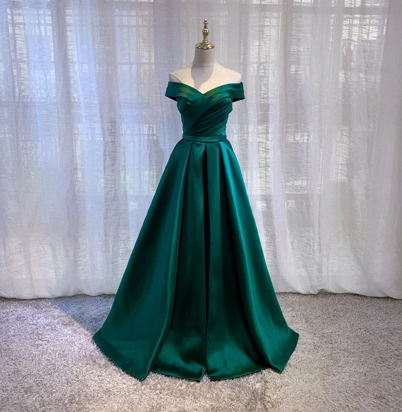 2025 One-word shoulder satin evening dress slim and thin performance chorus socialites banquet annual meeting host dinner dress