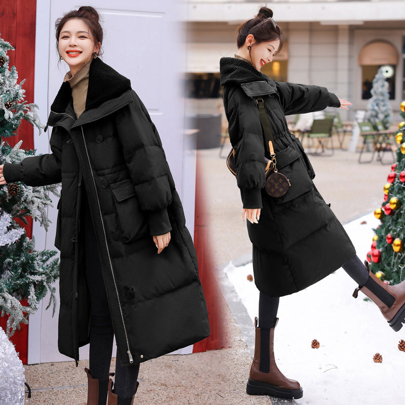 Popular 2023 winter clothes new milk whirring shawl down jacket women's medium and long over-the-knee thickened trendy thin coat