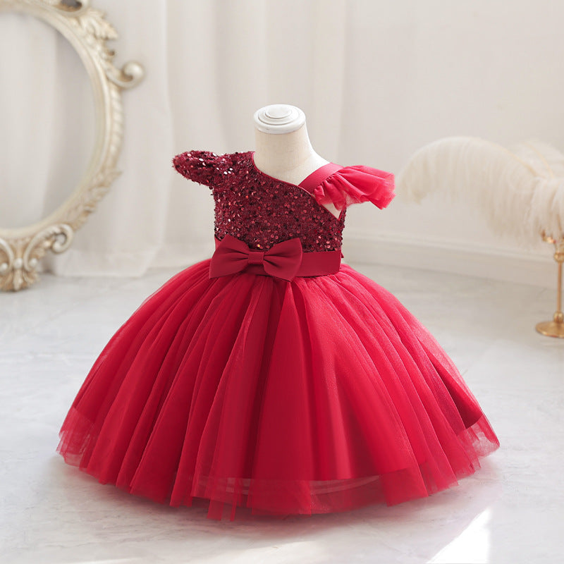 ZllKl Girls' New Princess Mesh Embroidered Children's Dress Children Puff Mesh Birthday Full-Year Formal Dress Wholesale
