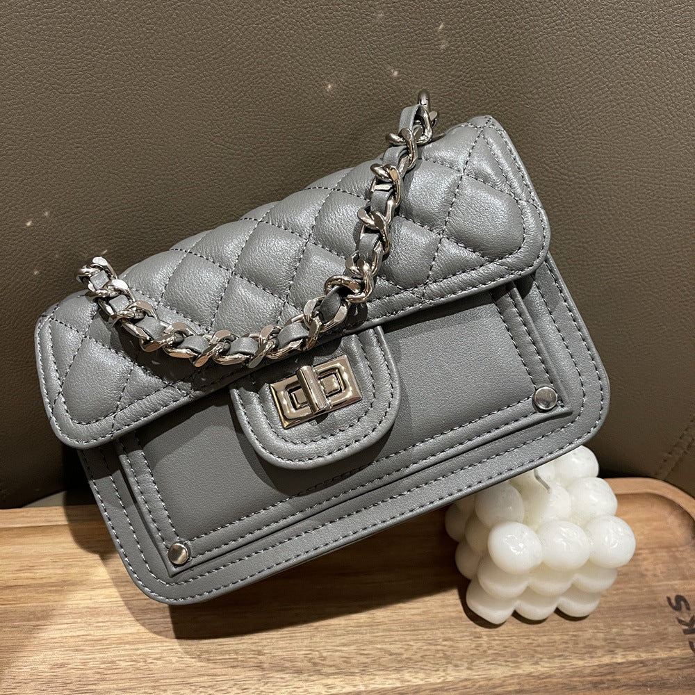 2025 Premium one-shoulder leather small bag Crossbody chain bag first-layer calfskin rhombus bag Small square bag 852