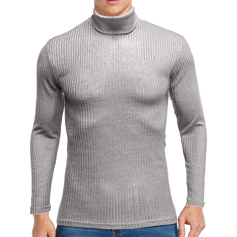 ZLLKL 2025 New men's sweater autumn and winter turtleneck warm bottoming shirt, Popular trade men's long-sleeved t-shirt knitted sweater
