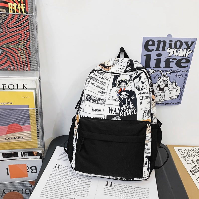 New Schoolbag Men's and Women's Korean Harajuku Ulzzang Backpack Student Junior and Middle School Students Middle School Student Backpack