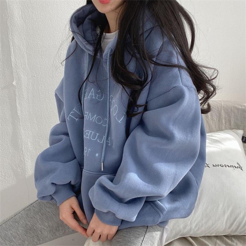 ZLLKL 2025 Hooded sweater women's new loose spring autumn and winter thin thickened fleece jacket large size top Korean version