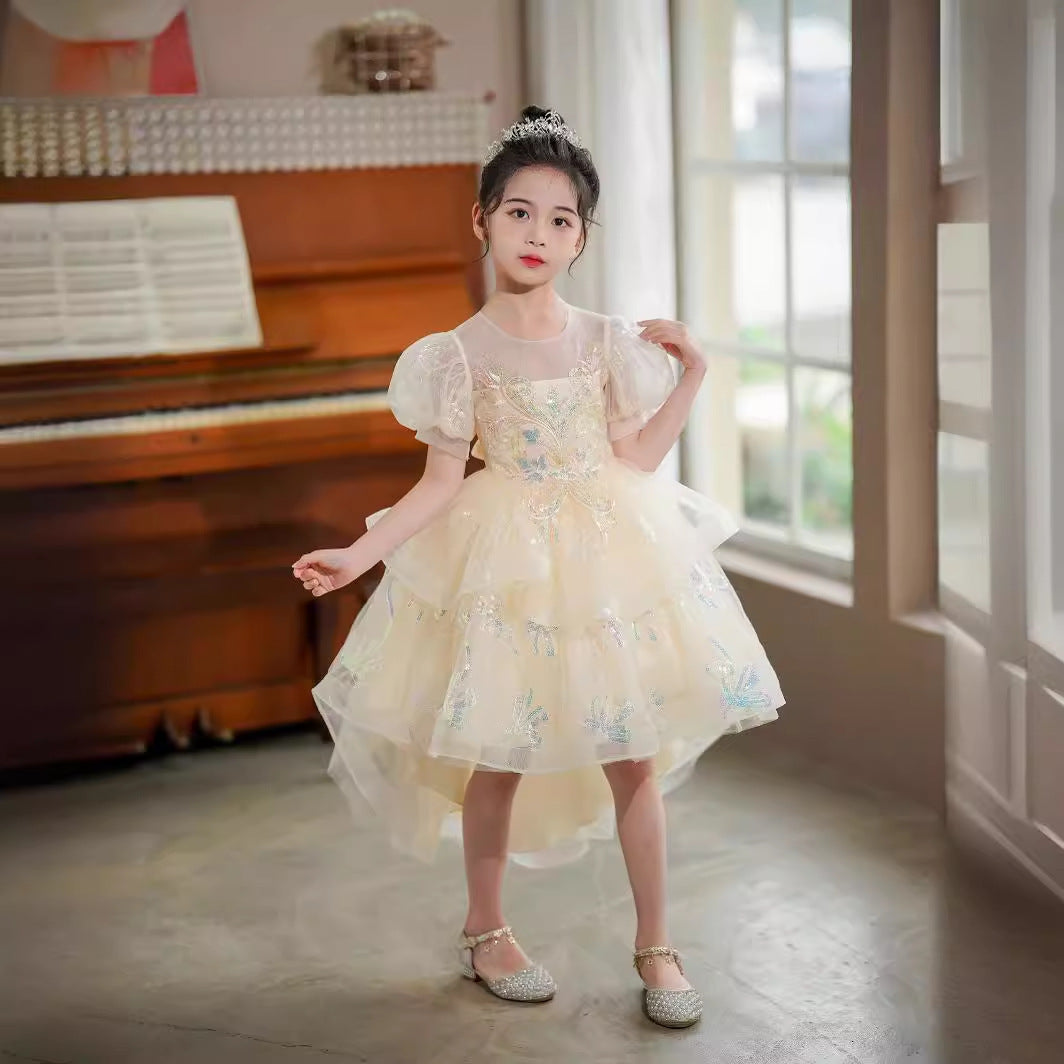 ZllKl Foreign Trade New Princess Flower Girl Wedding Gauze Dress Children's Performance Costume Girls' Dress Birthday Banquet