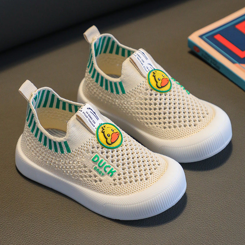ZllKl Spring and Summer Children's Breathable Mesh Shoes Non-Slip Flying Woven Shoes Soft-Soled Shoes for Baby Slip-on Casual Shoes