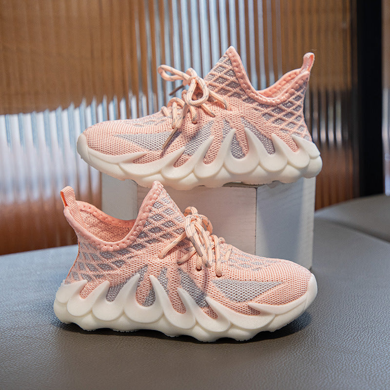 ZllKl Children's Shoes Spring New Boys' Spring and Autumn Mesh Sneaker Breathable Fashion Coconut Shoes Girls
