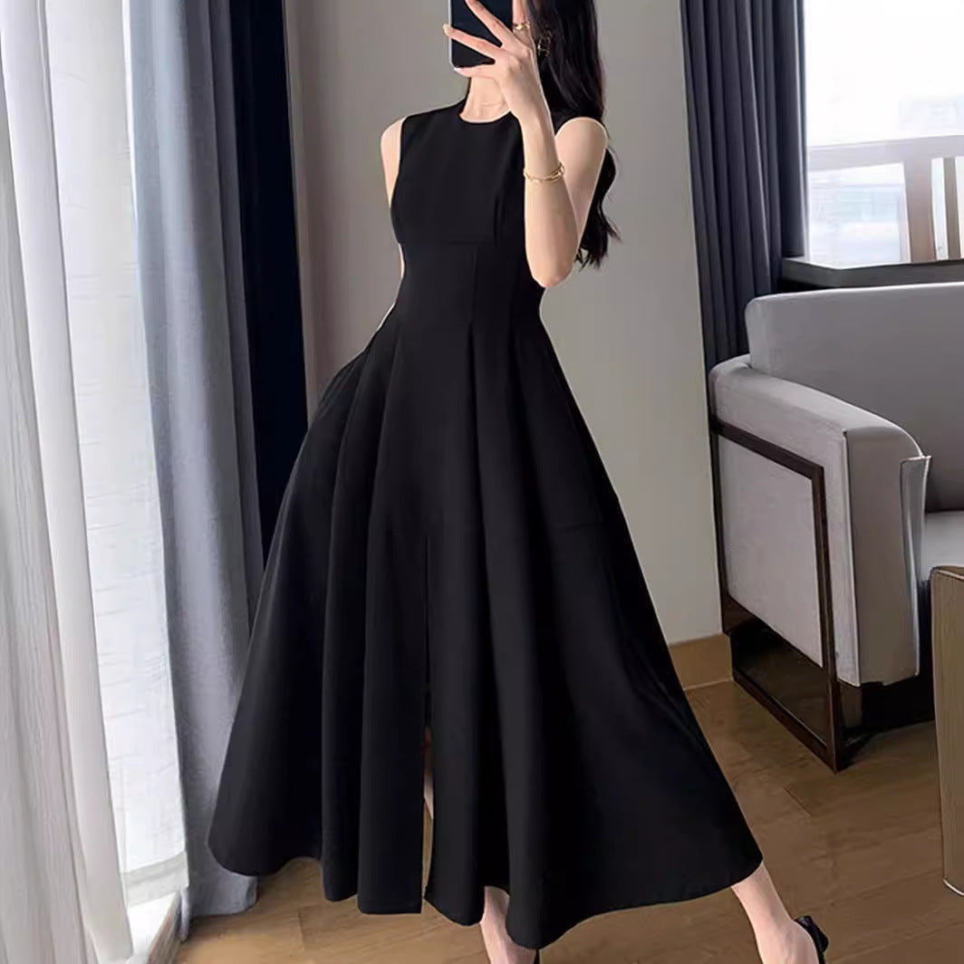 ZllKl Black Dress Summer New Sleeveless Temperament Slimming Commuting Hepburn Style Dress Dress Wholesale