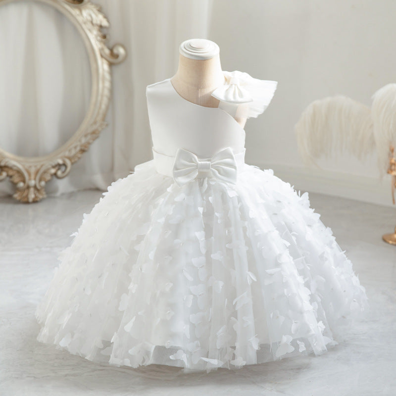 ZllKl Girls' New Princess Mesh Embroidered Children's Dress Children Puff Mesh Birthday Full-Year Formal Dress Wholesale