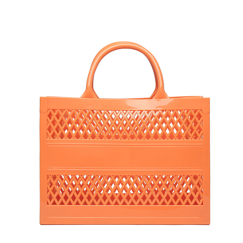 ZLLKL 2025 Trendy PVC Barbie Jelly Bag ins Beach Bag Large Capacity Storage Hollow Beach Bag Shopping Basket Portable Customization