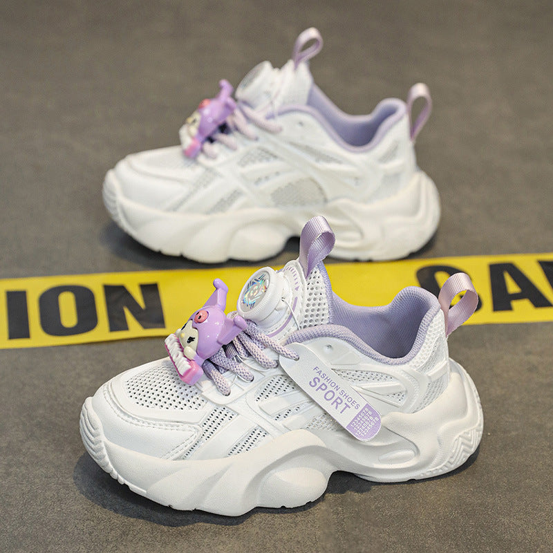 ZllKl Girls Sneaker New Spring and Summer Children's Shoes Breathable Mesh Children Single Mesh Dad Shoes
