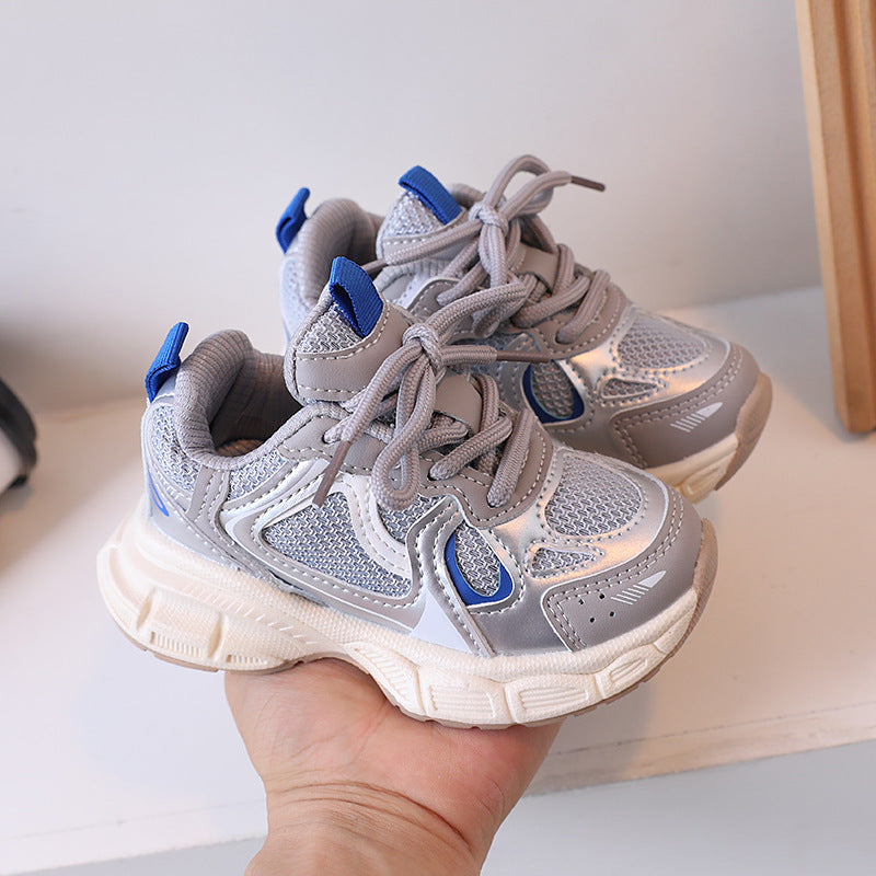 ZllKl Children's Shoes Thick Bottom Mesh Elevator Dad Shoes Trendy All-Match Spring and Autumn Breathable Casual Sports Boys Girls' Shoes