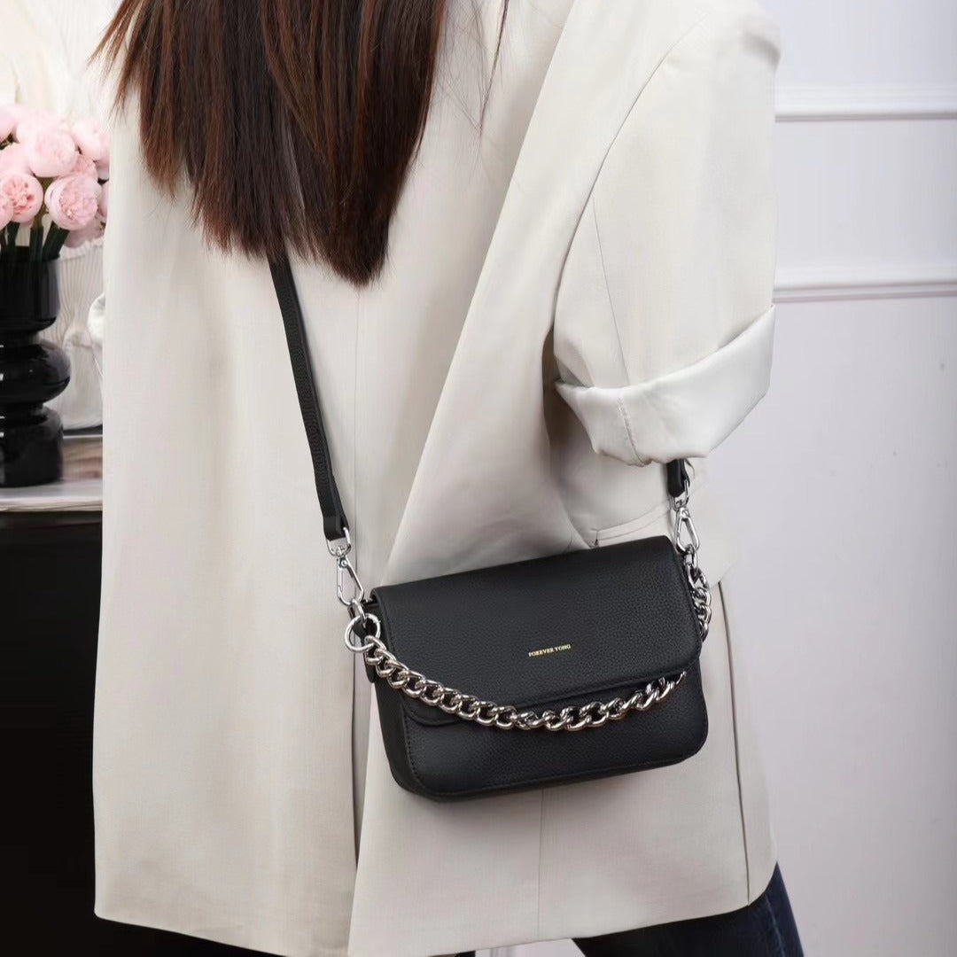 Leather chain bag shoulder messenger bag first layer cowhide small bag togo leather small fragrant style new small square bag women M213