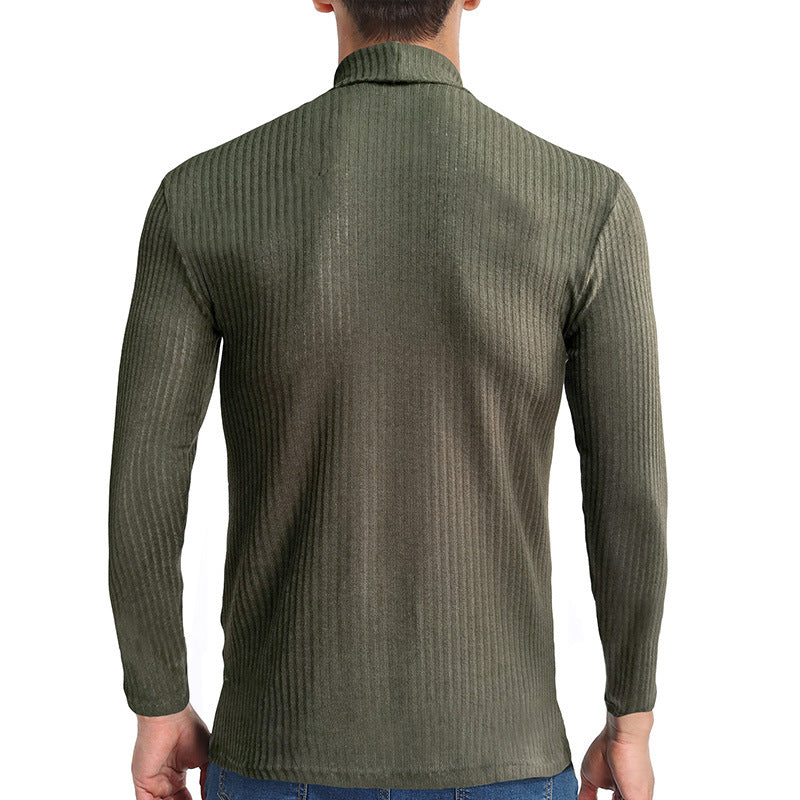 ZLLKL 2025 New men's sweater autumn and winter turtleneck warm bottoming shirt, Popular trade men's long-sleeved t-shirt knitted sweater