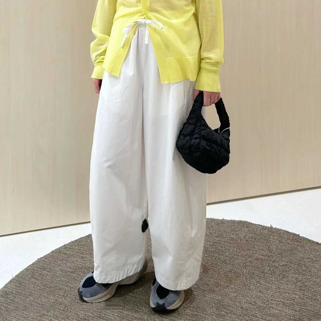 ZllKl CS Women's Clothing Straight-Leg Pants Women's Casual Style Barrel Drawstring Stretch Grinding Trousers Spring New