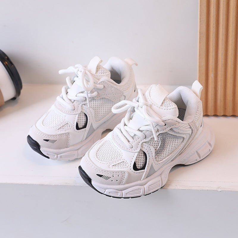 ZllKl Children's Shoes Thick Bottom Mesh Elevator Dad Shoes Trendy All-Match Spring and Autumn Breathable Casual Sports Boys Girls' Shoes