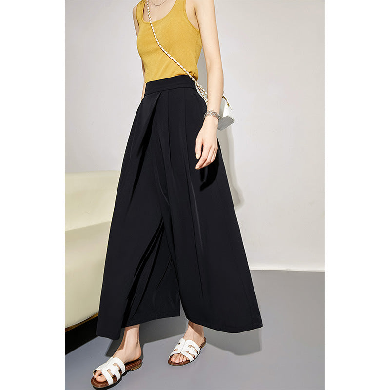 2025 Super wide wide wide-leg pants with a sense of design, urban atmosphere, pendant comfortable casual pants, nine-point pants, new summer women's clothing
