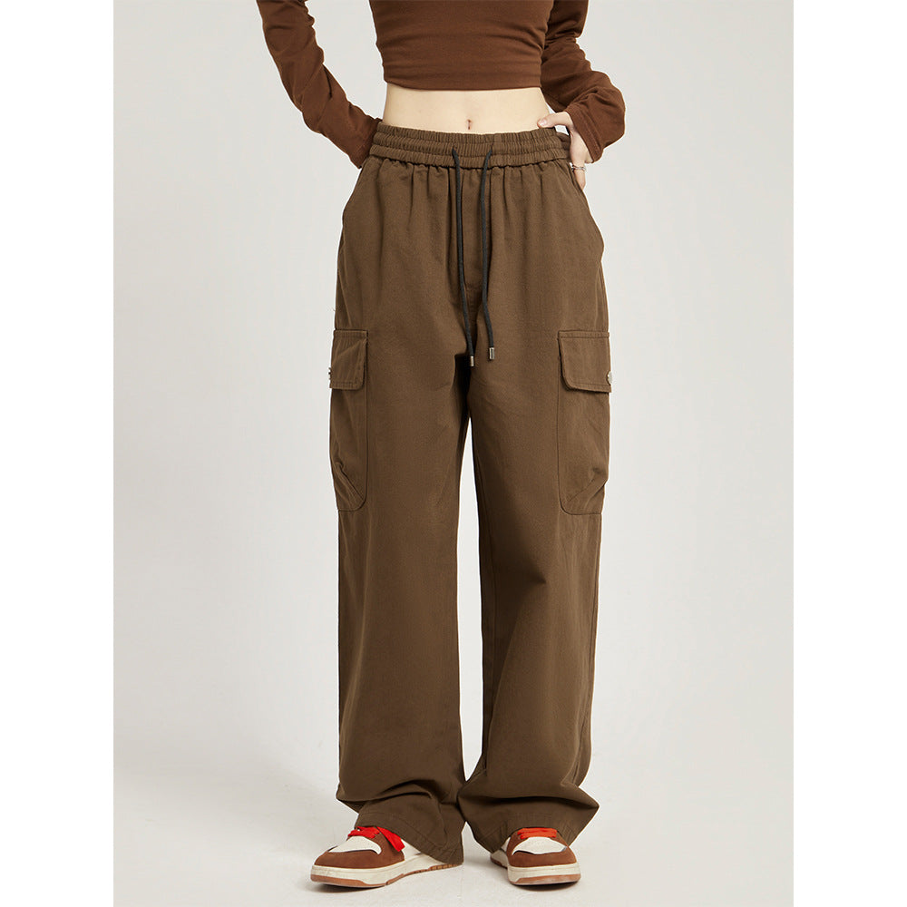 ZllKl American Retro Workwear Casual Pants for Women Spring and Summer New Fashion Brand High Street Hiphop Loose Straight Trousers