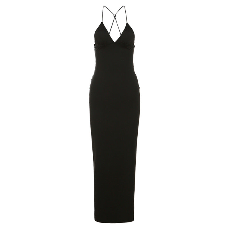 ZllKl Cross Border Summer Fashion Trends Women's New Halter Backless Slim-Fit Printed Sheath Dress