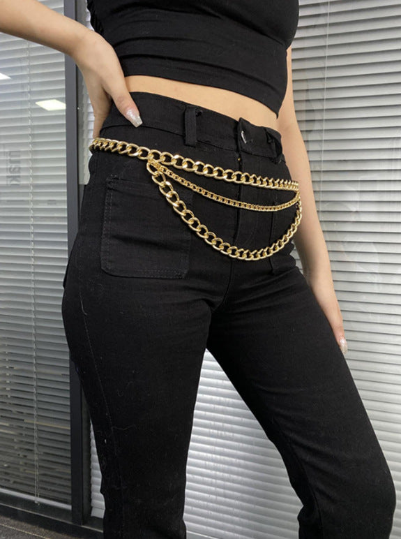 3560 2025 waist chain high-end luxury high-quality metal chain connected multiple wave waist chain waist jewelry