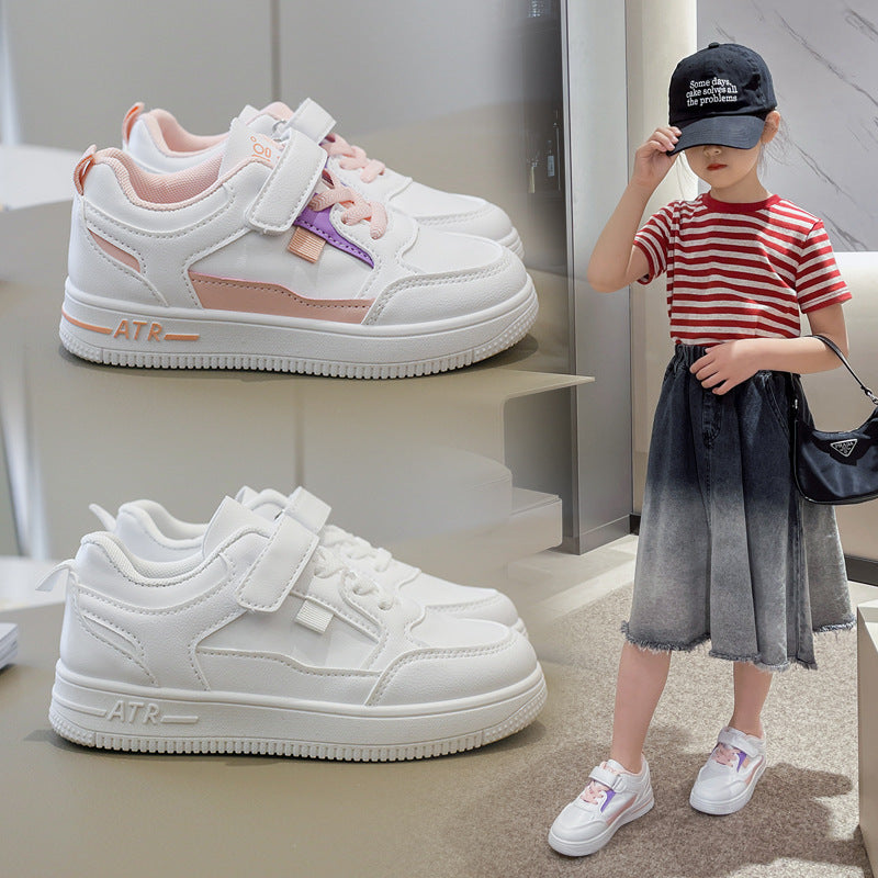 ZllKl Children's Shoes Boy White Shoes Summer Thin Children Hollow-out Breathable Mesh Shoes Girls Fashion Sports Board Shoes