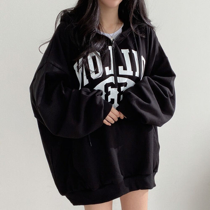 ZLLKL 2025 Zipper sweater women's new women's clothing loose autumn and winter thickened fleece jacket large size top Korea