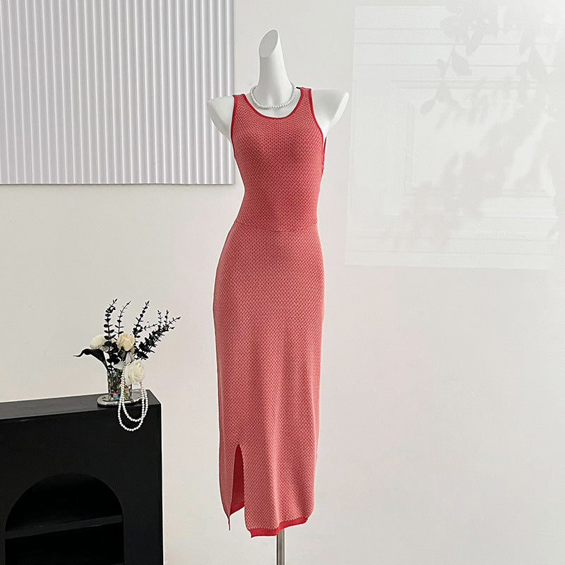 ZllKl 2025 women's clothing New summer new fashionable and sexy round neck slim-fit halter waist and hip dress