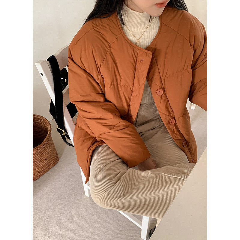 GIERRT Edinburgh, white duck down fur collar scarf down jacket women's autumn bread jacket loose atmosphere coat