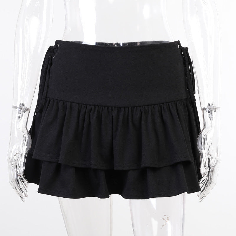 ZllKl Qy21034 Autumn New Hot Girl Sexy Slim Side Waist Belt Skirt Women Fashion Women's Wear Short Skirt