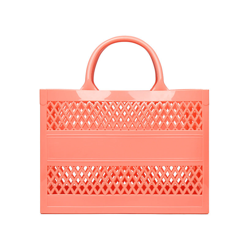 ZLLKL 2025 Trendy PVC Barbie Jelly Bag ins Beach Bag Large Capacity Storage Hollow Beach Bag Shopping Basket Portable Customization