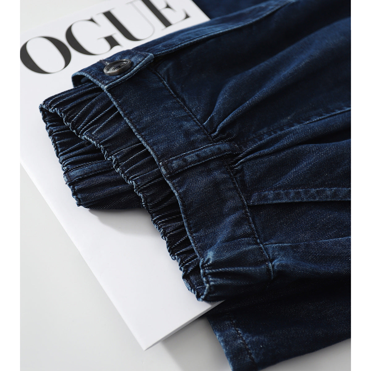 2025 Washed a word wavy medium and long umbrella skirt skirt, retro and thin high waist, pure cotton denim skirt short skirt Korean