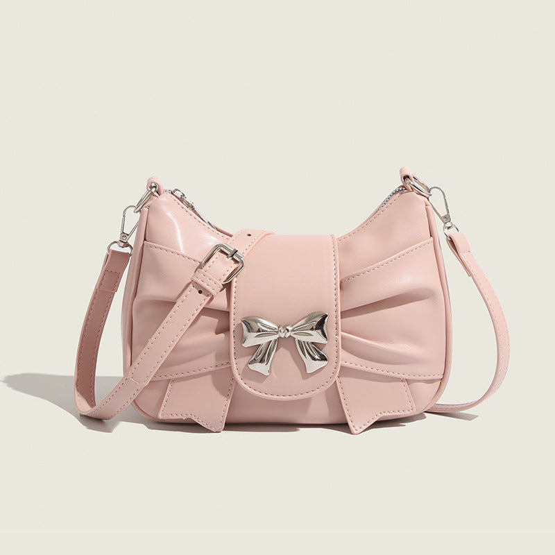ZLLKL 2025 niche sweet small bag women's bag high-end light luxury messenger bag super fire bow underarm bag women