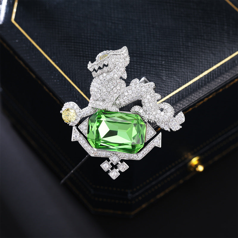 2025 High-end luxury emerald unicorn brooch light luxury high-end jewelry crystal corsage elegant coat suit jewelry
