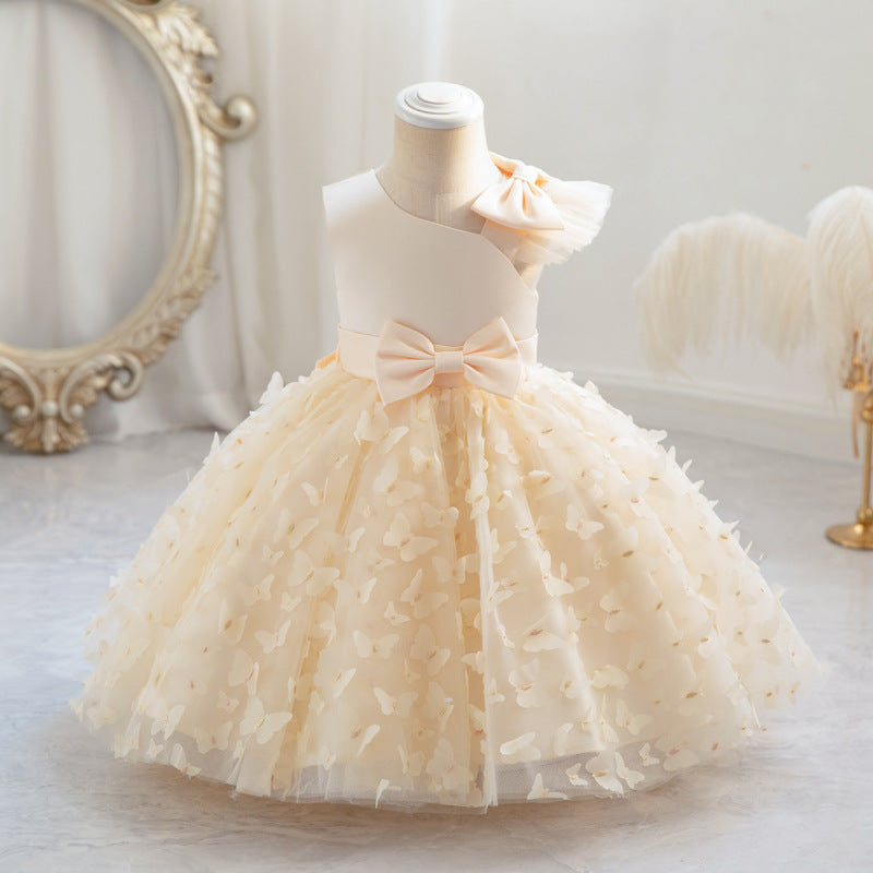 ZllKl Girls' New Princess Mesh Embroidered Children's Dress Children Puff Mesh Birthday Full-Year Formal Dress Wholesale