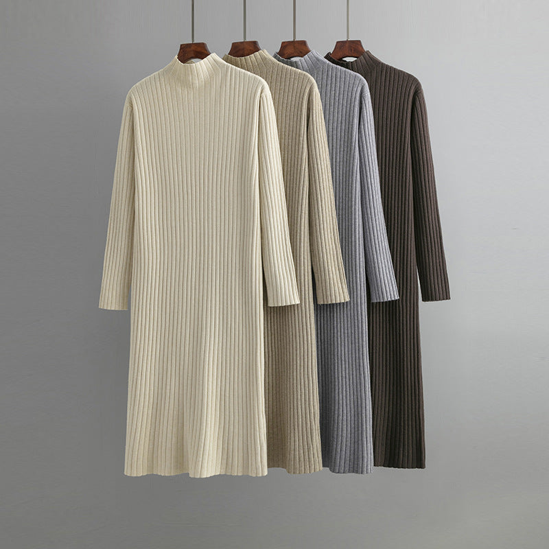 ZllKl Knitted primer dress women's inner New new autumn and winter semi-turtleneck medium and long temperament sweater long skirt over the knee