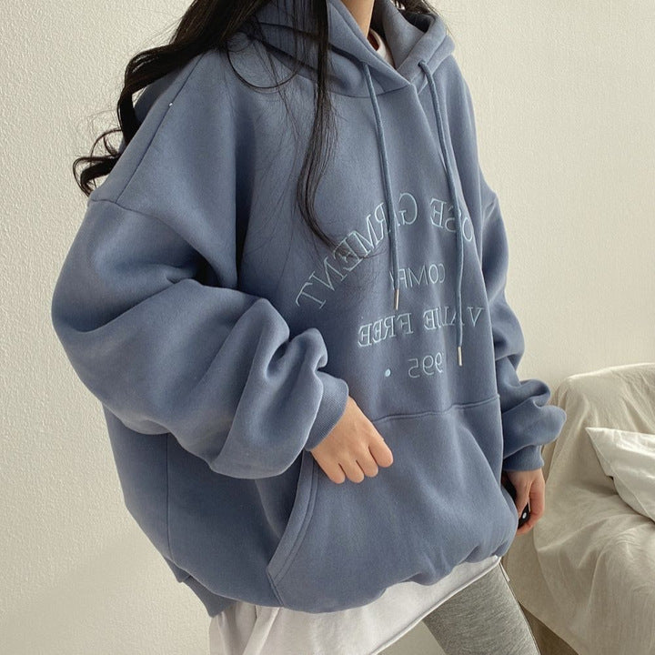 ZLLKL 2025 Hooded sweater women's new loose spring autumn and winter thin thickened fleece jacket large size top Korean version