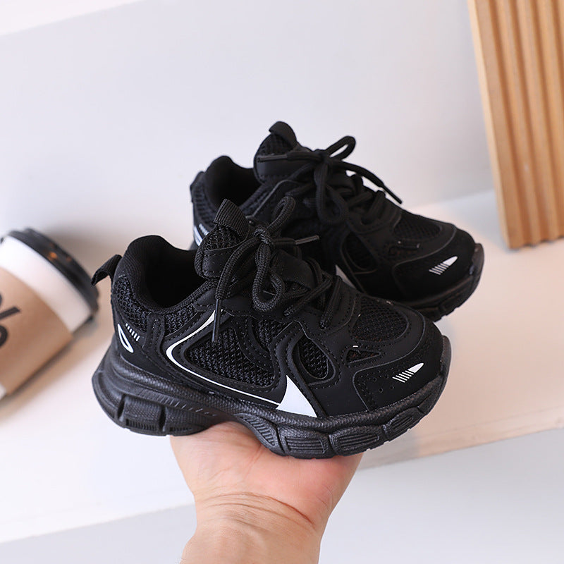 ZllKl Children's Shoes Thick Bottom Mesh Elevator Dad Shoes Trendy All-Match Spring and Autumn Breathable Casual Sports Boys Girls' Shoes