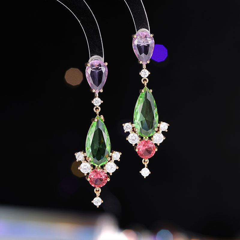 2025 Light luxury high-end design earrings, water drop-shaped zircon inlaid with simple celebrity temperament fashion S925 silver needle earrings