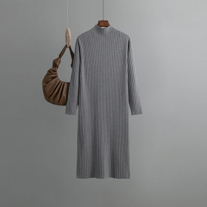 ZllKl Knitted primer dress women's inner New new autumn and winter semi-turtleneck medium and long temperament sweater long skirt over the knee