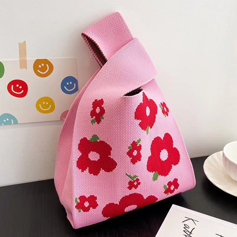 ZllKl Knitted Bag with Hand Gift Bag Handbag Rabbit Hand Bag Ins Large Capacity Gift Bag Small Handbag Wrist
