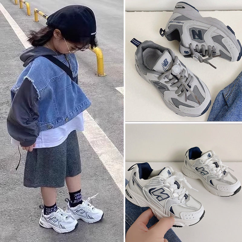 ZllKl Children's Sneaker Spring and Autumn New Non-Slip Children's Shoes Breathable Mesh Surface Boy's Casual Shoes Baby Girl Daddy Shoes