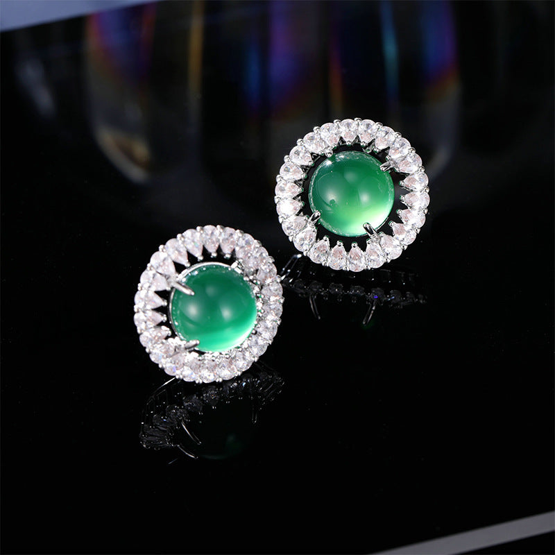 2025 S925 Silver Needle Temperament Earrings New Retro High-end National Style Earrings Advanced Sense New Chinese Exquisite Round Earrings