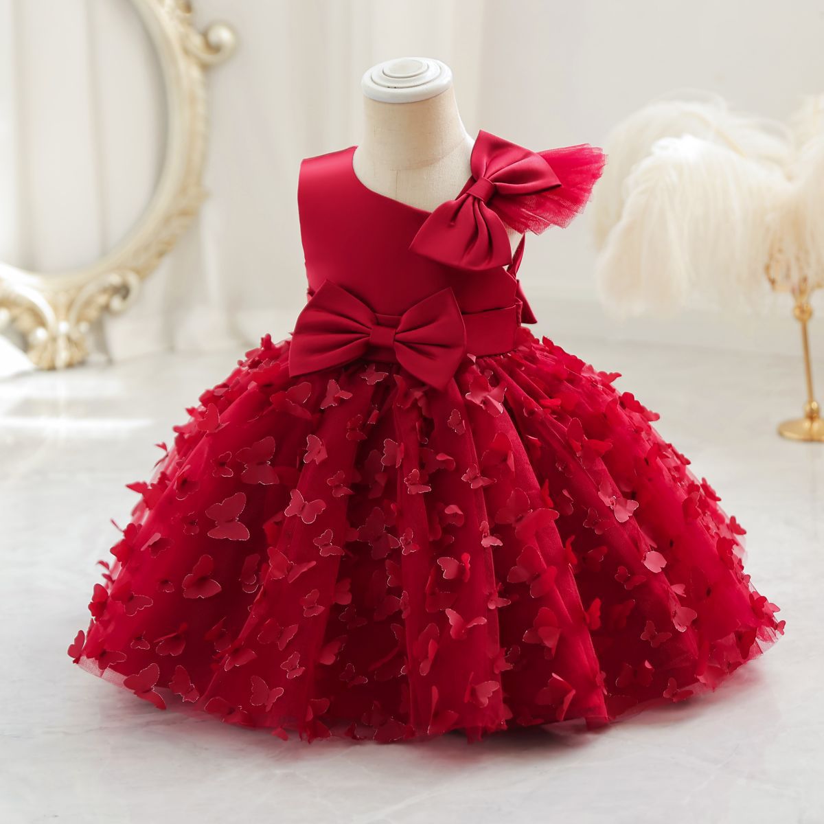 ZllKl Girls' New Princess Mesh Embroidered Children's Dress Children Puff Mesh Birthday Full-Year Formal Dress Wholesale