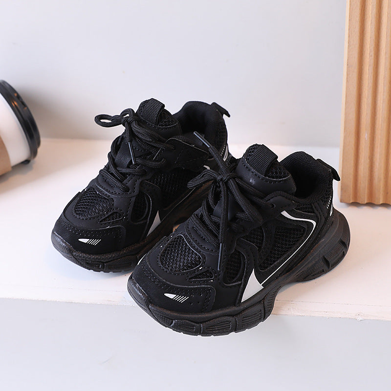 ZllKl Children's Shoes Thick Bottom Mesh Elevator Dad Shoes Trendy All-Match Spring and Autumn Breathable Casual Sports Boys Girls' Shoes