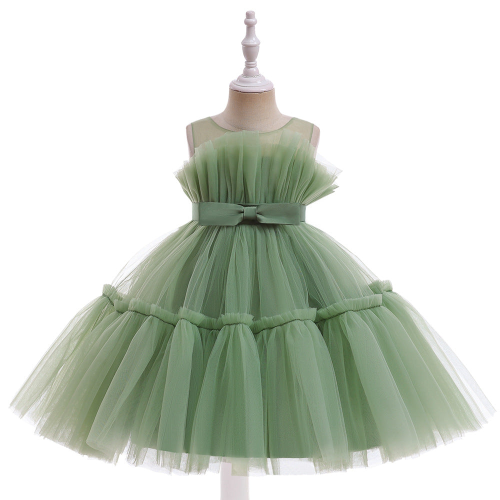 ZllKl One Year Old Celebration Dress Foreign Trade New Popular Girls Color Matching Pettiskirt Cake Dress Children's Dress