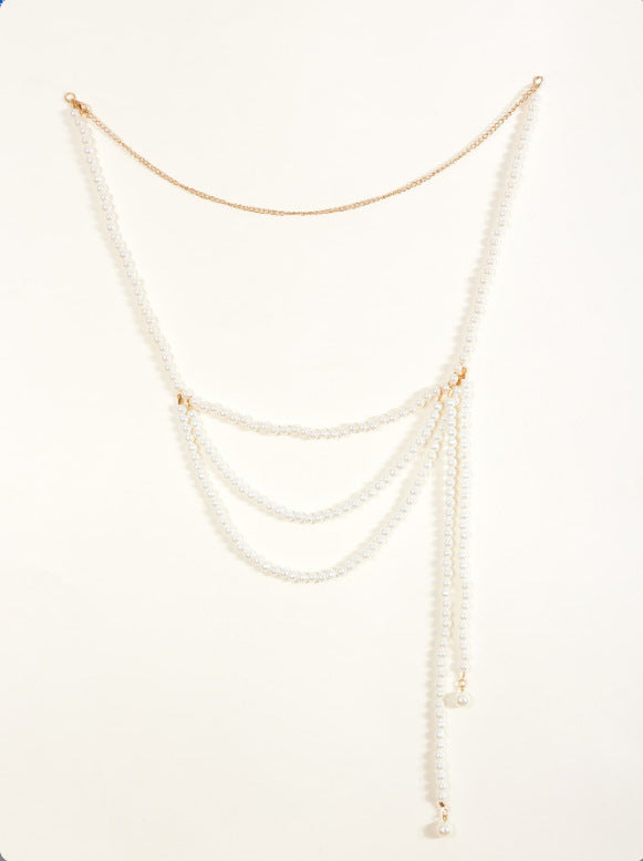 MW3319 2025 waist chain simple personality wavy fringe pendant double side pendulum chain waist chain waist decoration